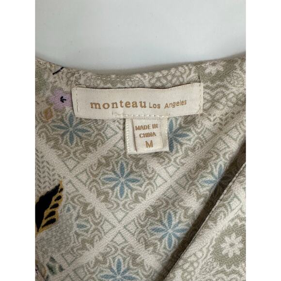 Monteau Los Angeles Patchwork Print summer Dress Womens Med Cottagecore bohemian - Picture 6 of 8